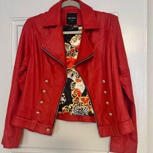INSIGHT Faux Leather Jacket in Red